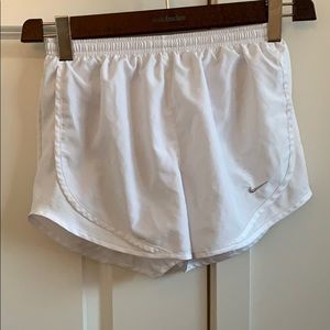white nike running shorts